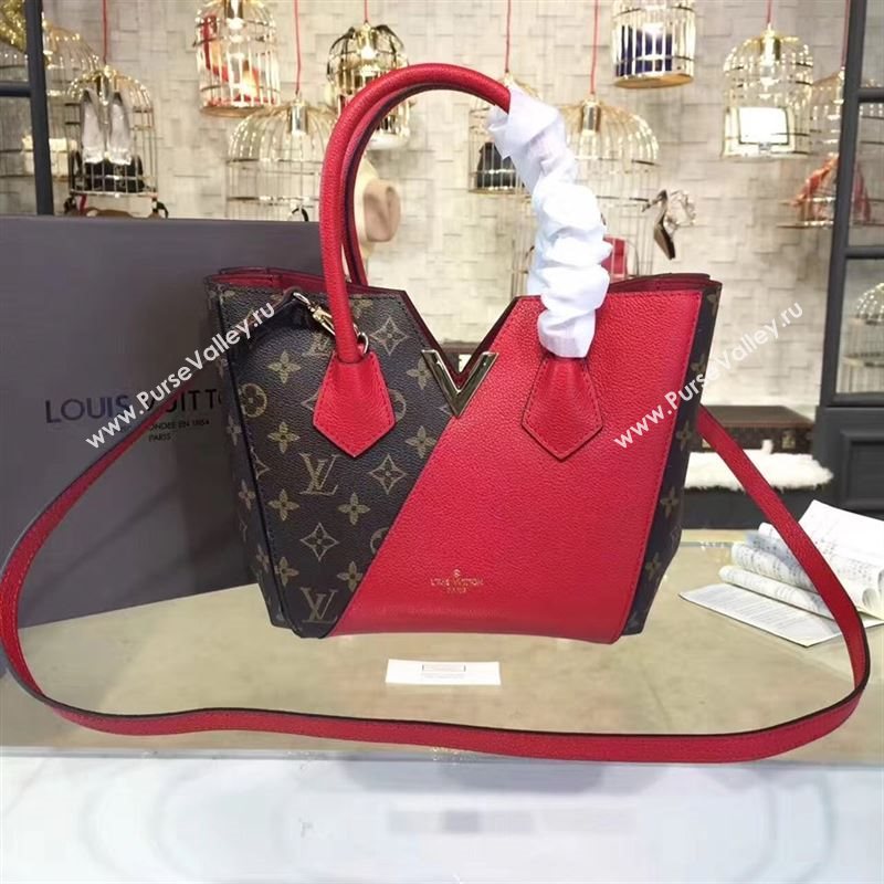 replica Louis Vuitton LV Kimono PM Handbag Monogram Leather Shoulder Bag M41856 Red