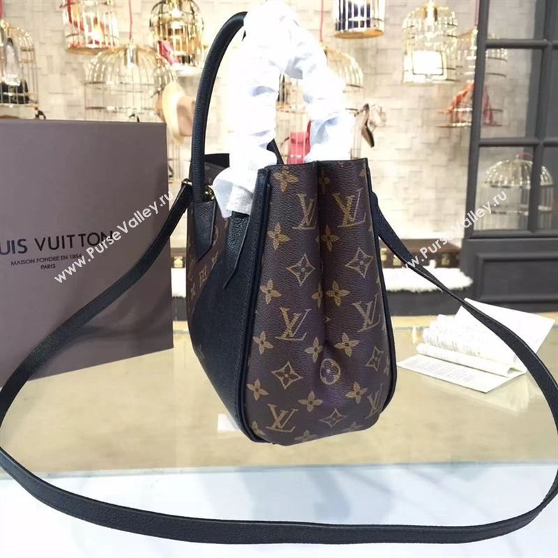 replica Louis Vuitton LV Kimono PM Handbag Monogram Leather Shoulder Bag M41855 Black