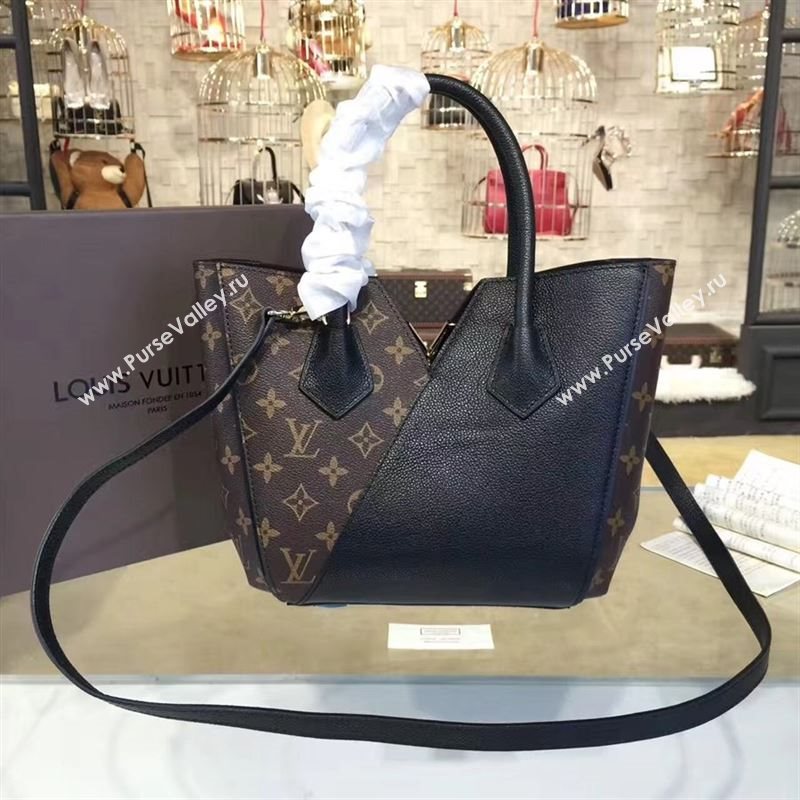 replica Louis Vuitton LV Kimono PM Handbag Monogram Leather Shoulder Bag M41855 Black