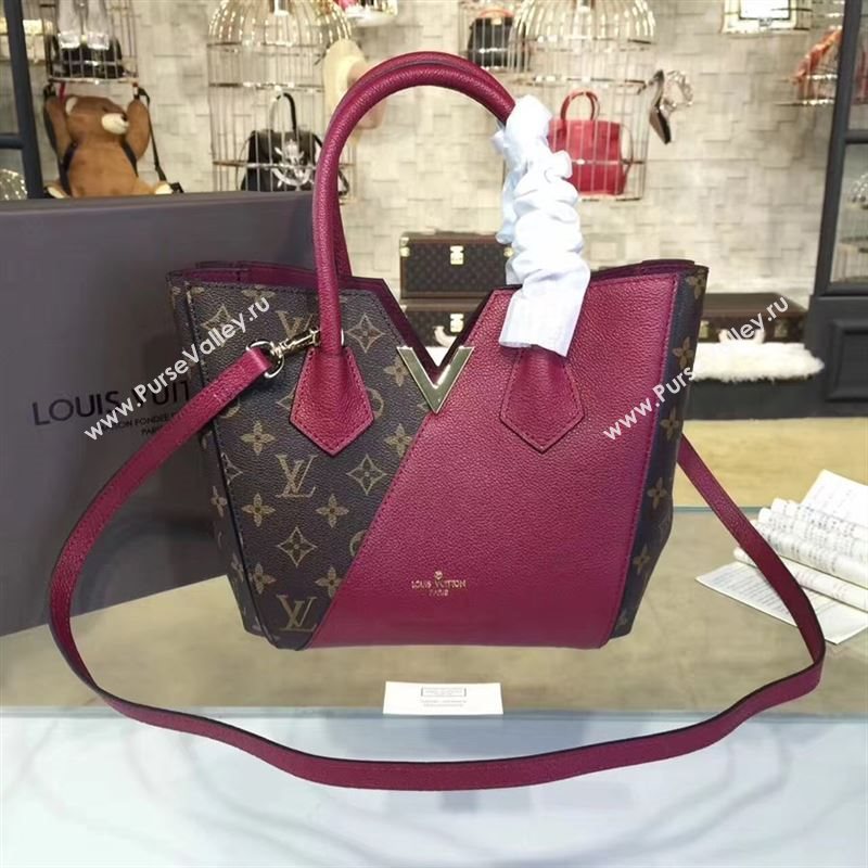 replica Louis Vuitton LV Kimono PM Handbag Monogram Leather Shoulder Bag M41854 Maroon