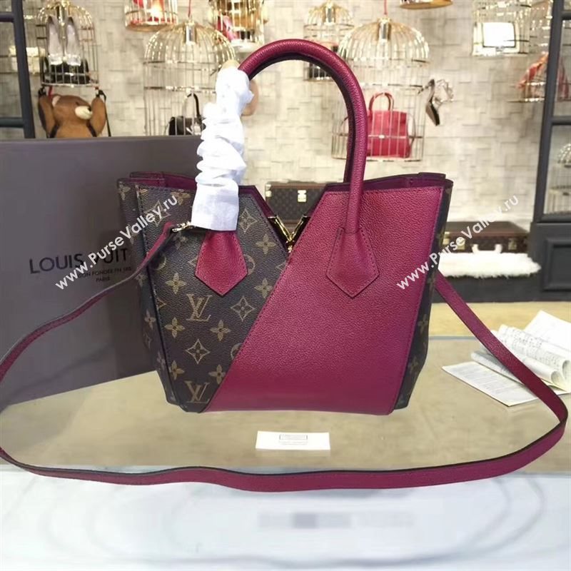 replica Louis Vuitton LV Kimono PM Handbag Monogram Leather Shoulder Bag M41854 Maroon