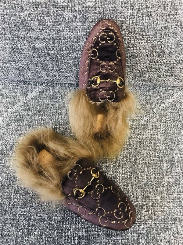 Gucci Princetown Velvet Slippers 181166