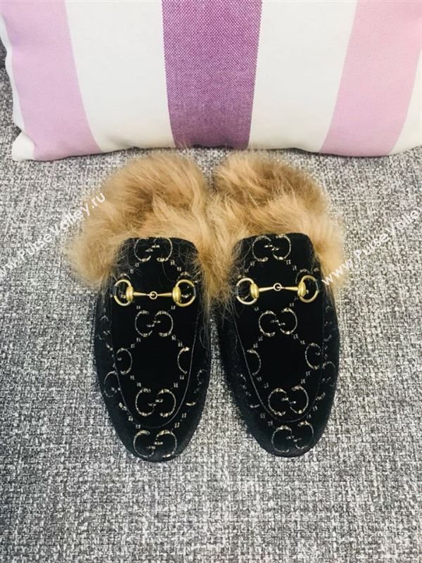 Gucci Princetown Velvet Slippers 181163