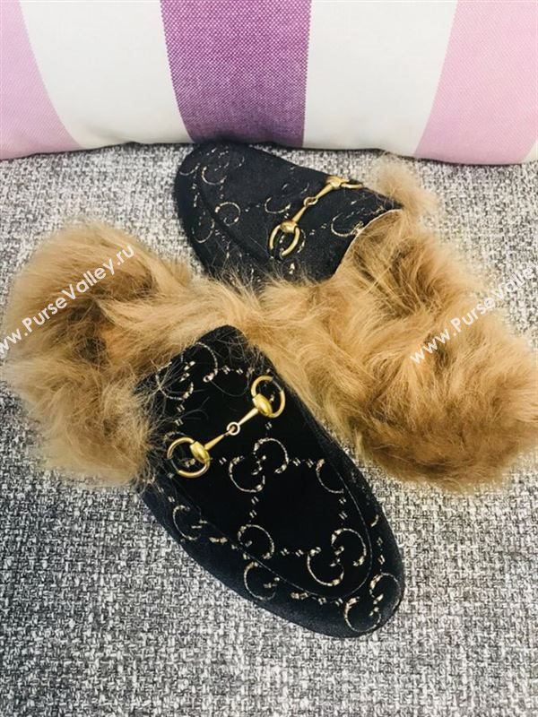 Gucci Princetown Velvet Slippers 181163