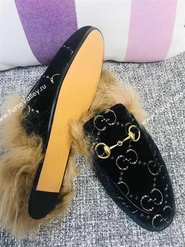 Gucci Princetown Velvet Slippers 181163