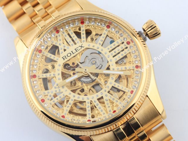 Rolex Watch ROL435 (Skeleton Automatic golden movement)