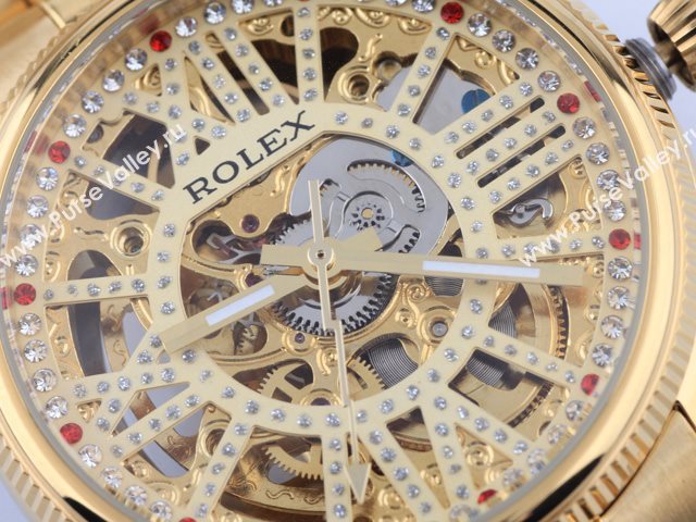 Rolex Watch ROL435 (Skeleton Automatic golden movement)