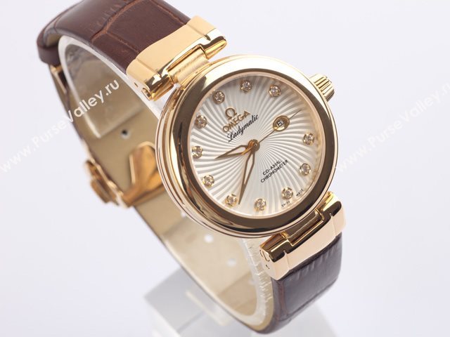 OMEGA Watch OM440 (Woman Swiss ETA2671 Back-Reveal Automatic white rose gold tourbillon movement)