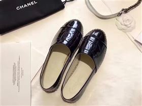 Chanel paint lambskin black flat shoes 3940