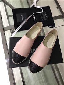 Chanel calfskin flat black pink shoes 3942