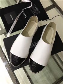 Chanel calfskin flat black white shoes 3944