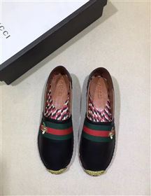 Gucci lambskin v canvas black flat shoes 3951