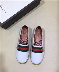 Gucci lambskin v canvas white flat shoes 3952