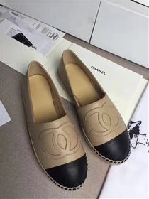 Chanel lambskin flat black apricot shoes 3961