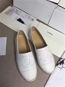 Chanel lambskin white flat shoes 3963