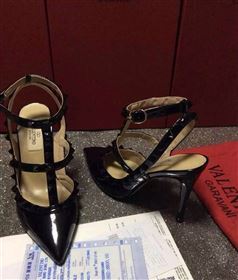 Valentino paint black sandals stud heels shoes 3967