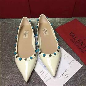 Valentino paint cream sandals stud flats shoes 3969