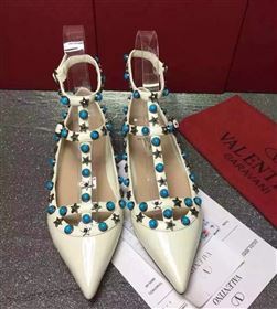 Valentino sandals flats stud cream paint shoes 3970