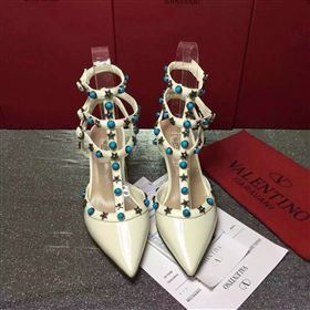 Valentino paint cream sandals stud heels shoes 3971