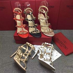 Valentino smooth calfskin sandals stud heels shoes 3977