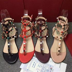 Valentino rainbow sandals stud flats shoes 3981