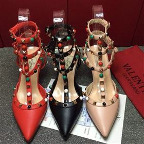 Valentino smooth calfskin sandals stud heels shoes 3983