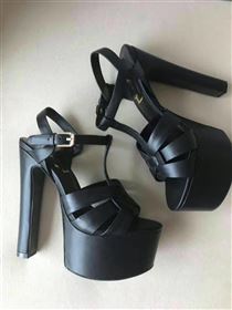 YSL tribute heels sandals smooth black calfskin shoes 4045