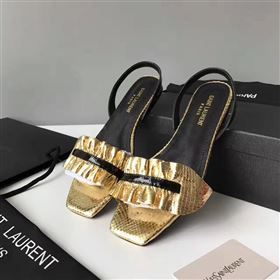 YSL flats gold sandals shoes 4059