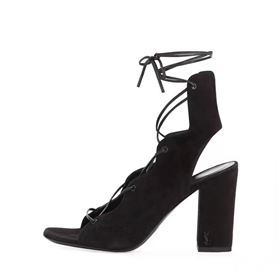 YSL heels sandals black suede shoes 4090