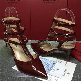 Valentino sandals heels stud wine paint shoes 4016