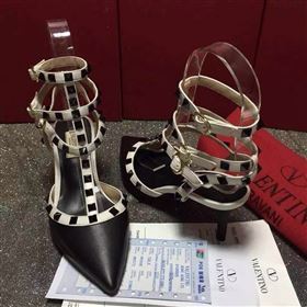 Valentino black sandals stud heels shoes 4021