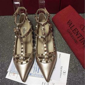 Valentino sandals flats stud tan dark shoes 4026