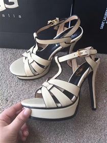YSL tribute heels sandals cream black v shoes 4145