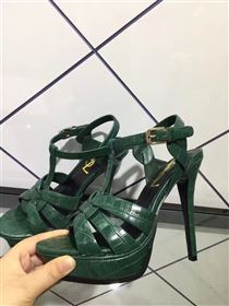 YSL tribute heels sandals green dark shoes 4149