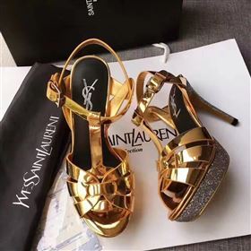 YSL tribute heels sandals gold paint shoes 4156