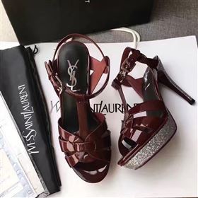 YSL tribute heels sandals wine paint shoes 4158