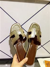 Hermes slipper sandals gold dark shoes 4100