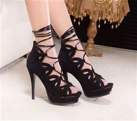 YSL heels sandals black suede shoes 4115