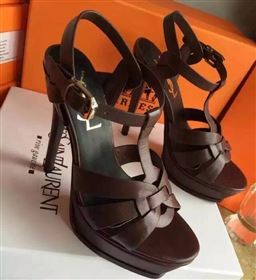 YSL tribute heels sandals smooth brown calfskin shoes 4123