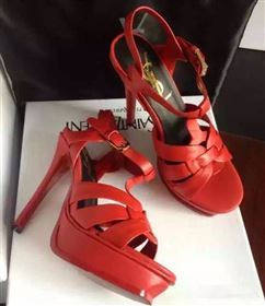 YSL tribute heels sandals red calfskin smooth shoes 4125