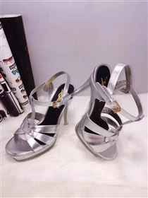 YSL tribute heels sandals calfskin silver shoes 4137
