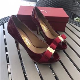 Ferragamo 9.5cm heels sandals wine paint shoes 4288