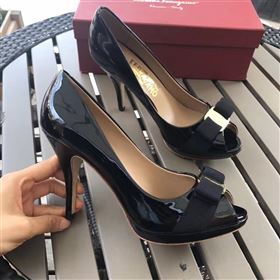 Ferragamo 9.5cm heels sandals black paint shoes 4290