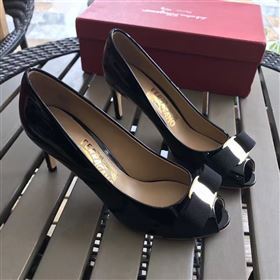 Ferragamo 7cm heels sandals black paint shoes 4292