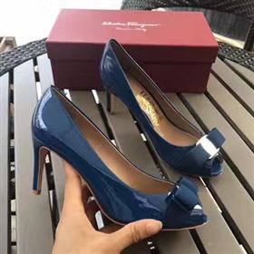 Ferragamo 7cm heels sandals navy paint shoes 4294