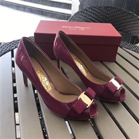 Ferragamo 7cm heels sandals wine paint shoes 4295