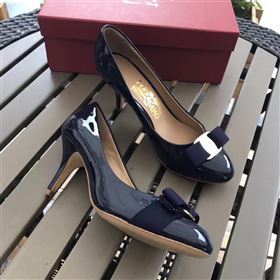Ferragamo 7cm heels sandals navy paint shoes 4297
