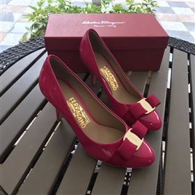 Ferragamo 7cm heels sandals paint red rose shoes 4298