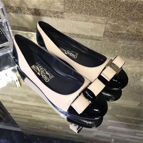 Ferragamo flats cream black v shoes 4235