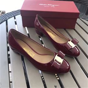 Ferragamo 3.5cm heels sandals wine paint shoes 4345